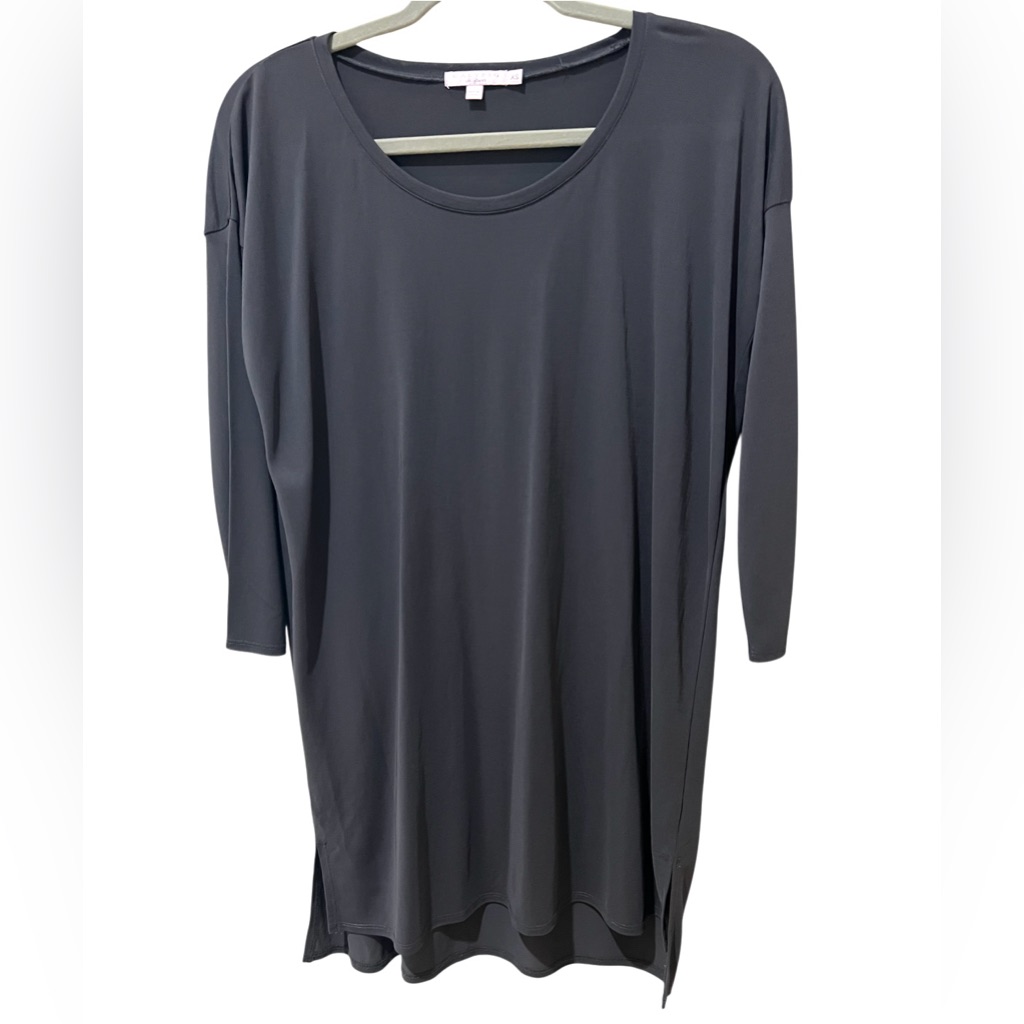Calypso St Barth Gray Shift Mini Dress 3/4 Sleeve Swim Cover Up Sz Xs Euc